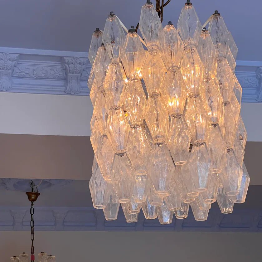 Murano Poliedri Clear Glass Chandelier-Nobipets
