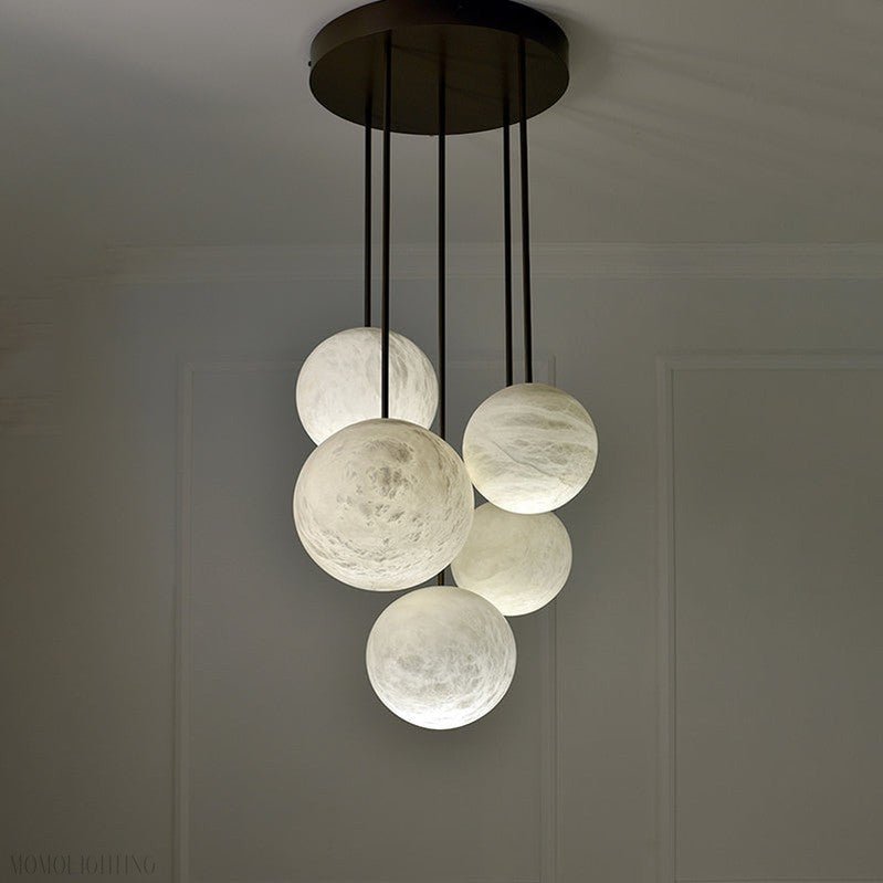 Nami Alabaster Sphere Multi-Light Chandelier-Nobipets