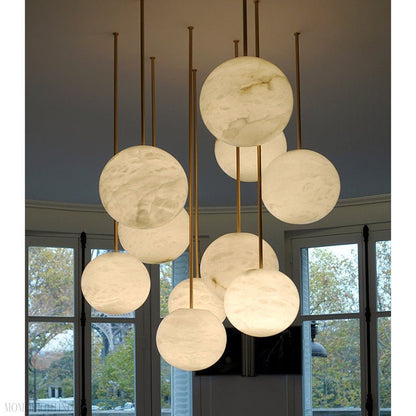 Nami Alabaster Sphere Multi-Light Chandelier-Nobipets