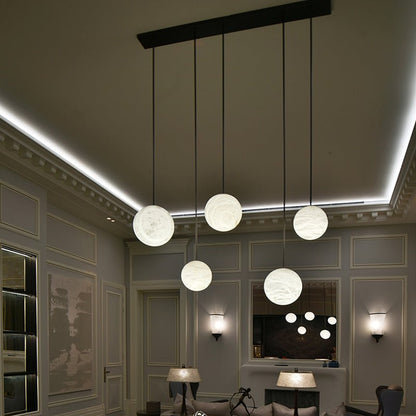 Nami Alabaster Sphere Staircase Chandelier,Multi Pendant Light-Nobipets