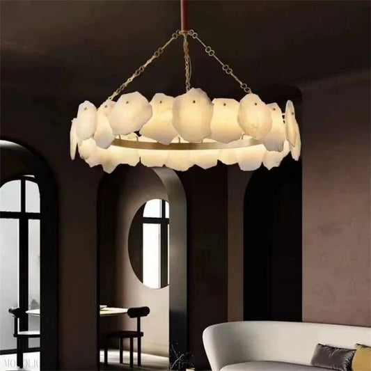 Nasile Alabaster Round Chandelier-Nobipets