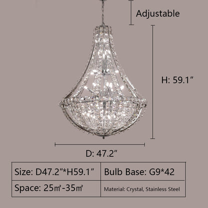 New Extra Large Luxury and Elegant Crystal Chandelier for Living Room/Staircase/Foyer/Villa/Duplex Hall-Nobipets