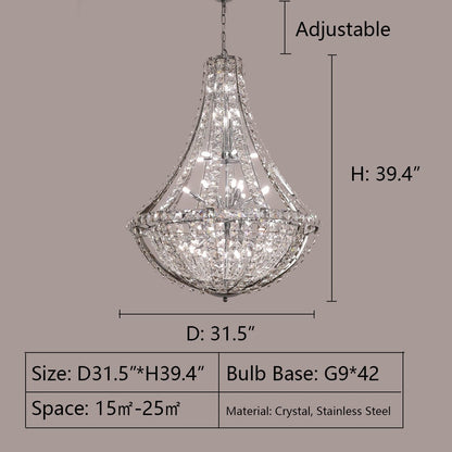 New Extra Large Luxury and Elegant Crystal Chandelier for Living Room/Staircase/Foyer/Villa/Duplex Hall-Nobipets