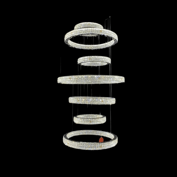 New Modern Light Luxury Oversized Multi-tiered Rings Crystal Chandelier for Staircase/Duplex/High-ceiling Space-Nobipets