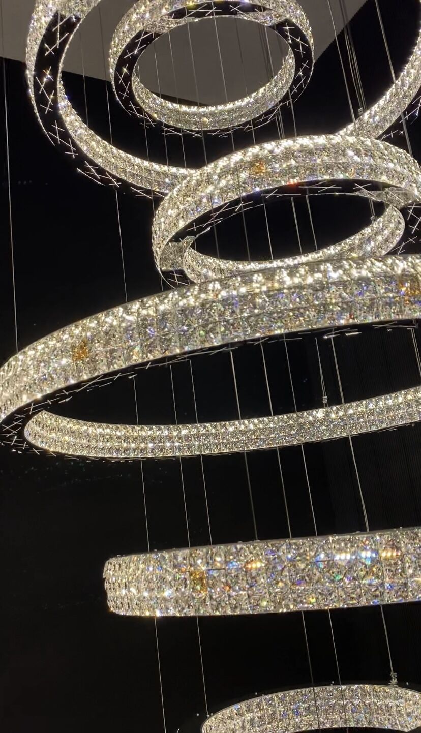 New Modern Light Luxury Oversized Multi-tiered Rings Crystal Chandelier for Staircase/Duplex/High-ceiling Space-Nobipets