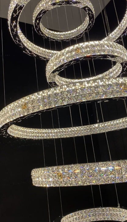 New Modern Light Luxury Oversized Multi-tiered Rings Crystal Chandelier for Staircase/Duplex/High-ceiling Space-Nobipets