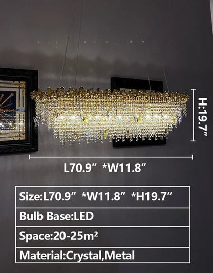 New Modern Luxury Rectangle Art Design Butterfly Crystal Chandelier for Kitchen Island/Dining Area-Nobipets