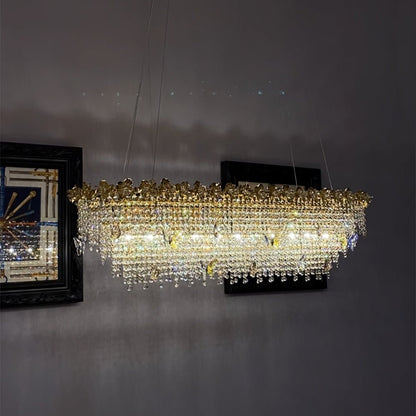 New Modern Luxury Rectangle Art Design Butterfly Crystal Chandelier for Kitchen Island/Dining Area-Nobipets