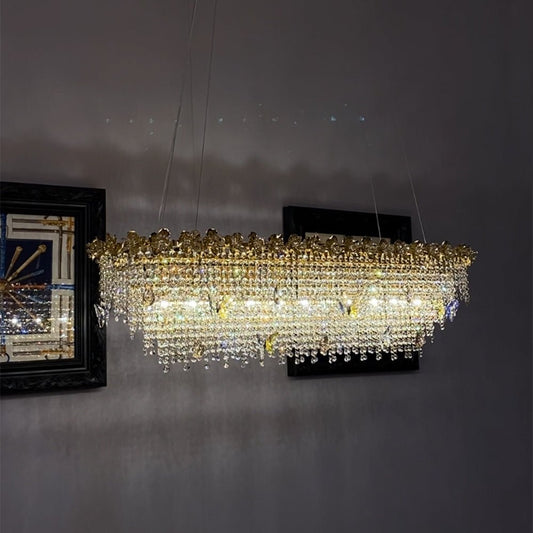 New Modern Luxury Rectangle Art Design Butterfly Crystal Chandelier for Kitchen Island/Dining Area-Nobipets