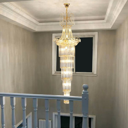 New Style Royal Large Crystal Chandelier Long Ceiling Lighting Fixture For Living Room Staircase/ Entryway-Nobipets