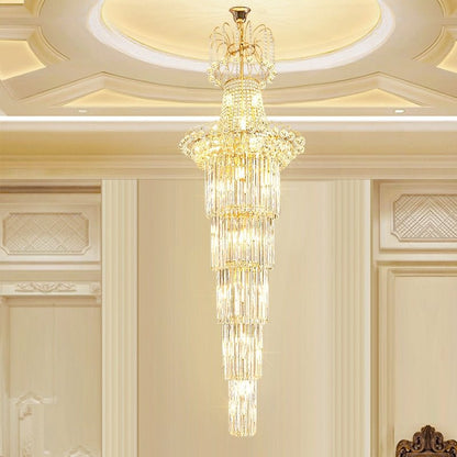 New Style Royal Large Crystal Chandelier Long Ceiling Lighting Fixture For Living Room Staircase/ Entryway-Nobipets