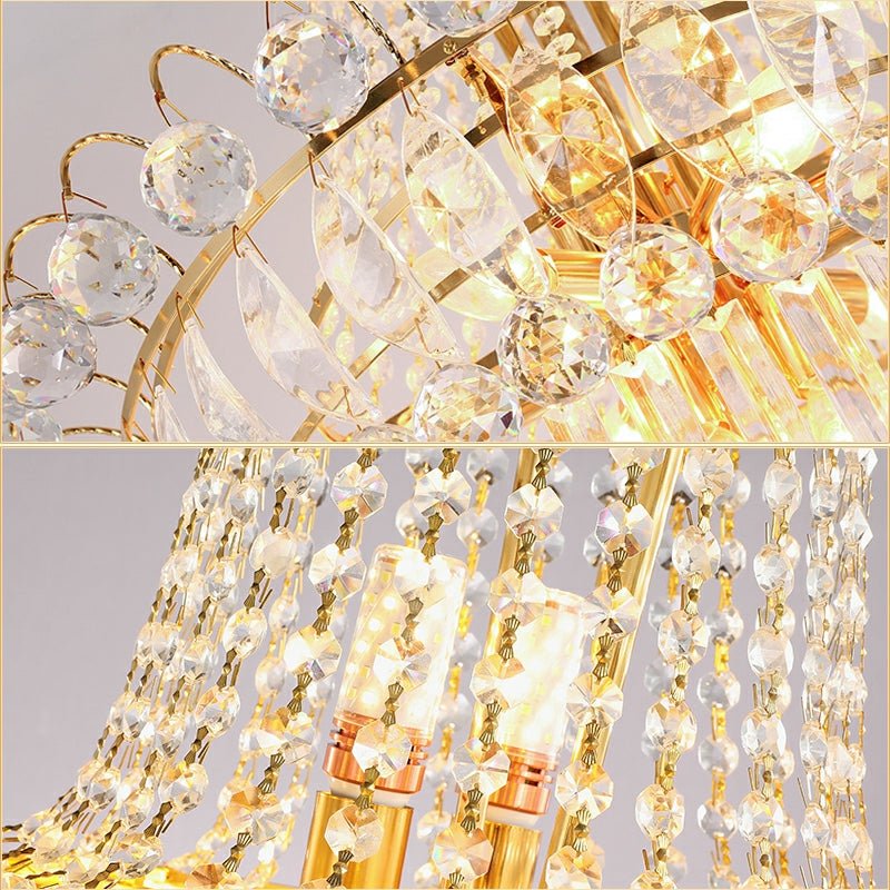 New Style Royal Large Crystal Chandelier Long Ceiling Lighting Fixture For Living Room Staircase/ Entryway-Nobipets
