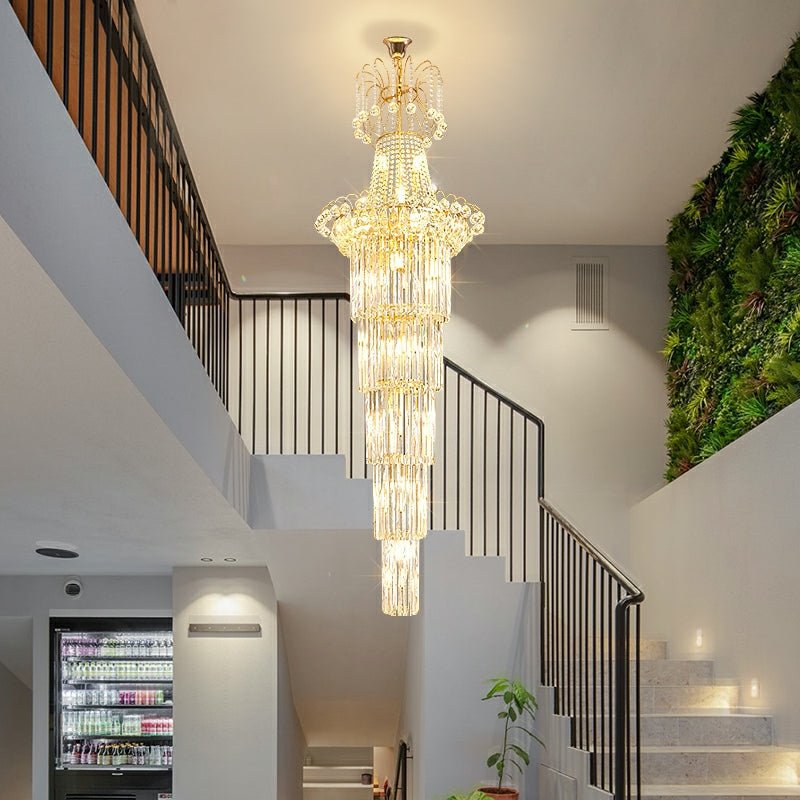 New Style Royal Large Crystal Chandelier Long Ceiling Lighting Fixture For Living Room Staircase/ Entryway-Nobipets