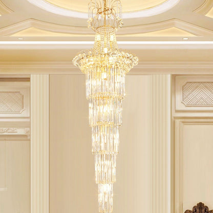 New Style Royal Large Crystal Chandelier Long Ceiling Lighting Fixture For Living Room Staircase/ Entryway-Nobipets