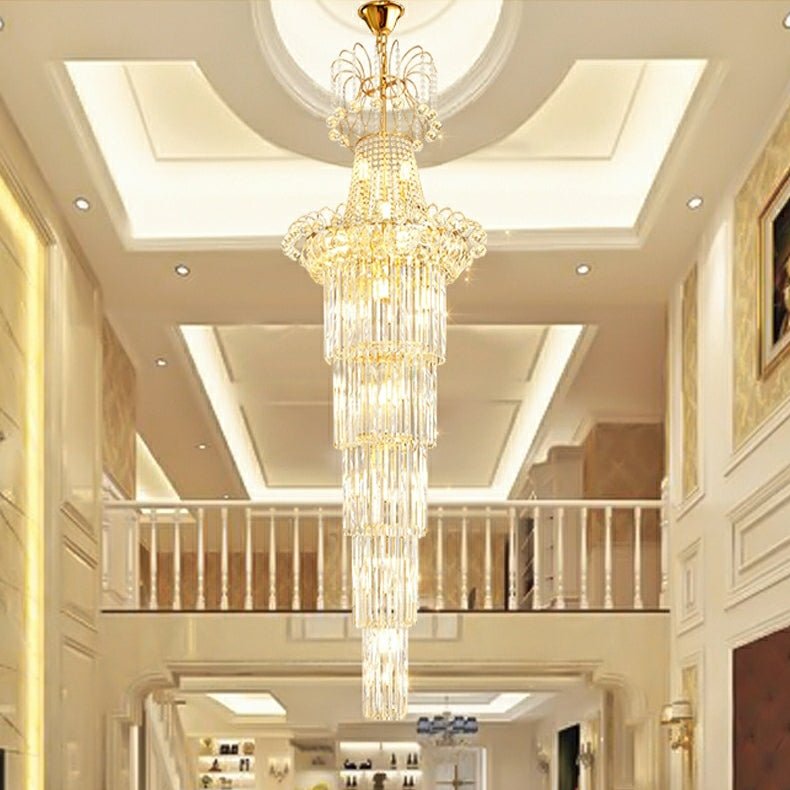 New Style Royal Large Crystal Chandelier Long Ceiling Lighting Fixture For Living Room Staircase/ Entryway-Nobipets