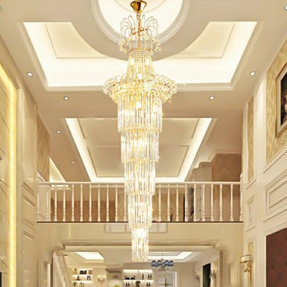 New Style Royal Large Crystal Chandelier Long Ceiling Lighting Fixture For Living Room Staircase/ Entryway-Nobipets