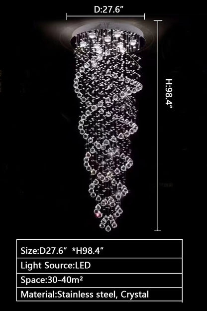 New Trend Spiral Crystal Chandelier For Staircase-Nobipets