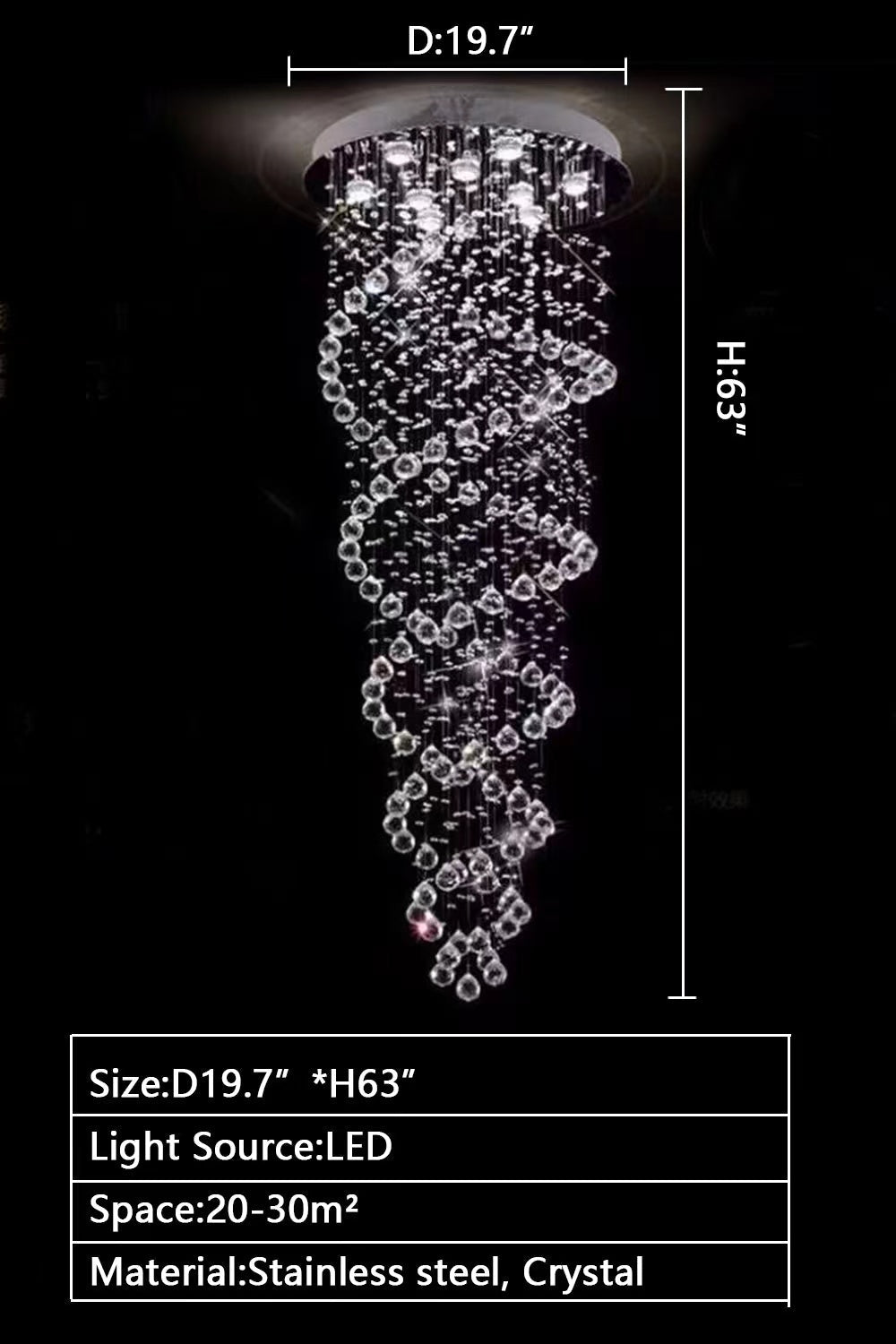 New Trend Spiral Crystal Chandelier For Staircase-Nobipets