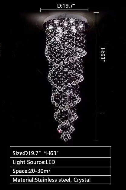 New Trend Spiral Crystal Chandelier For Staircase-Nobipets