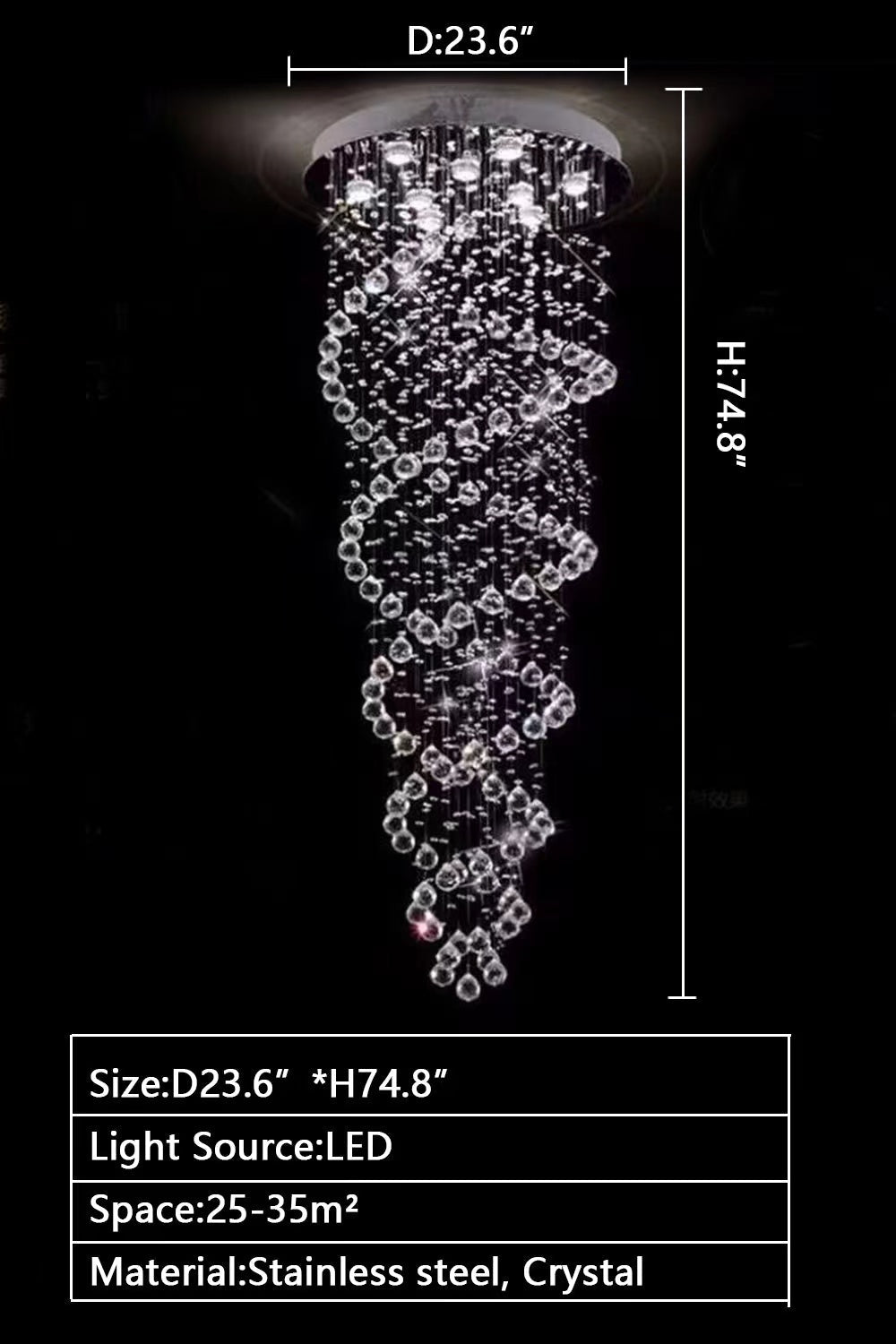New Trend Spiral Crystal Chandelier For Staircase-Nobipets