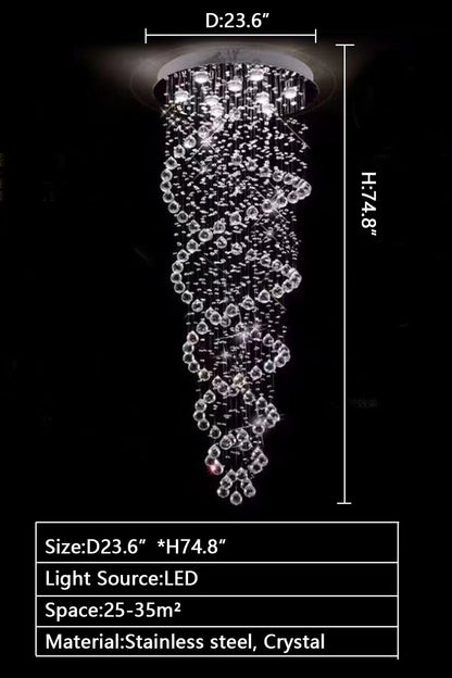 New Trend Spiral Crystal Chandelier For Staircase-Nobipets