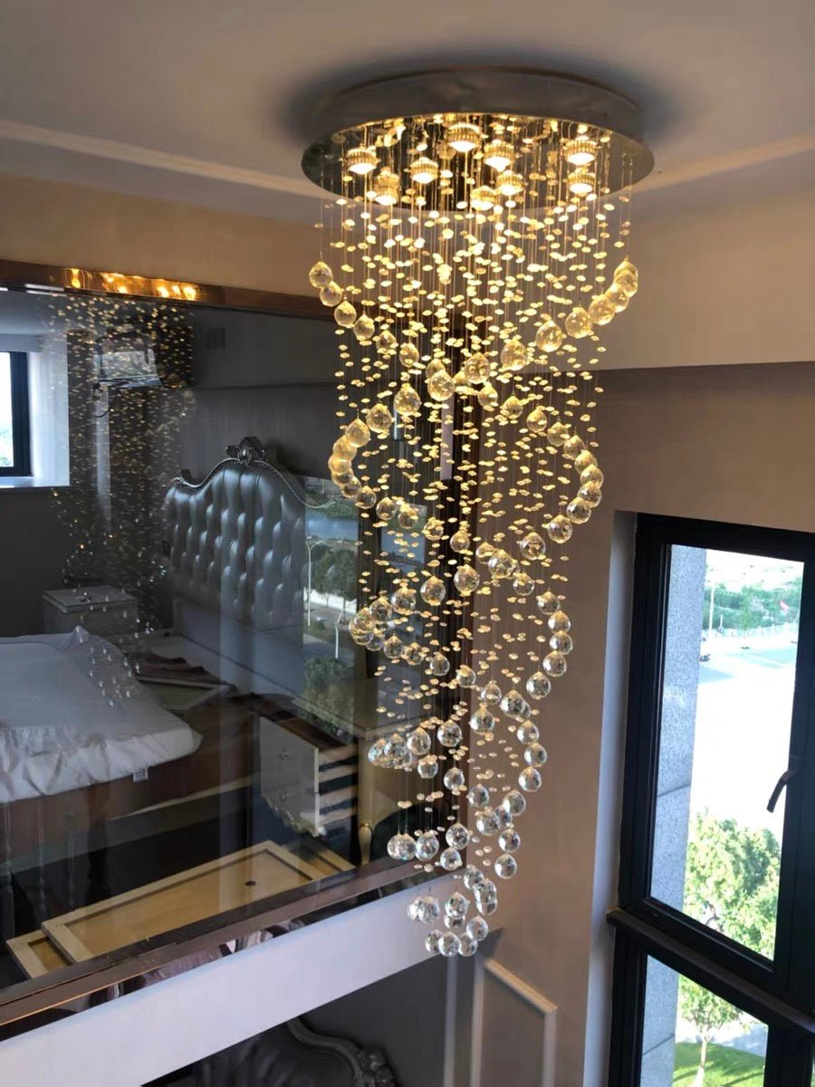 New Trend Spiral Crystal Chandelier For Staircase-Nobipets