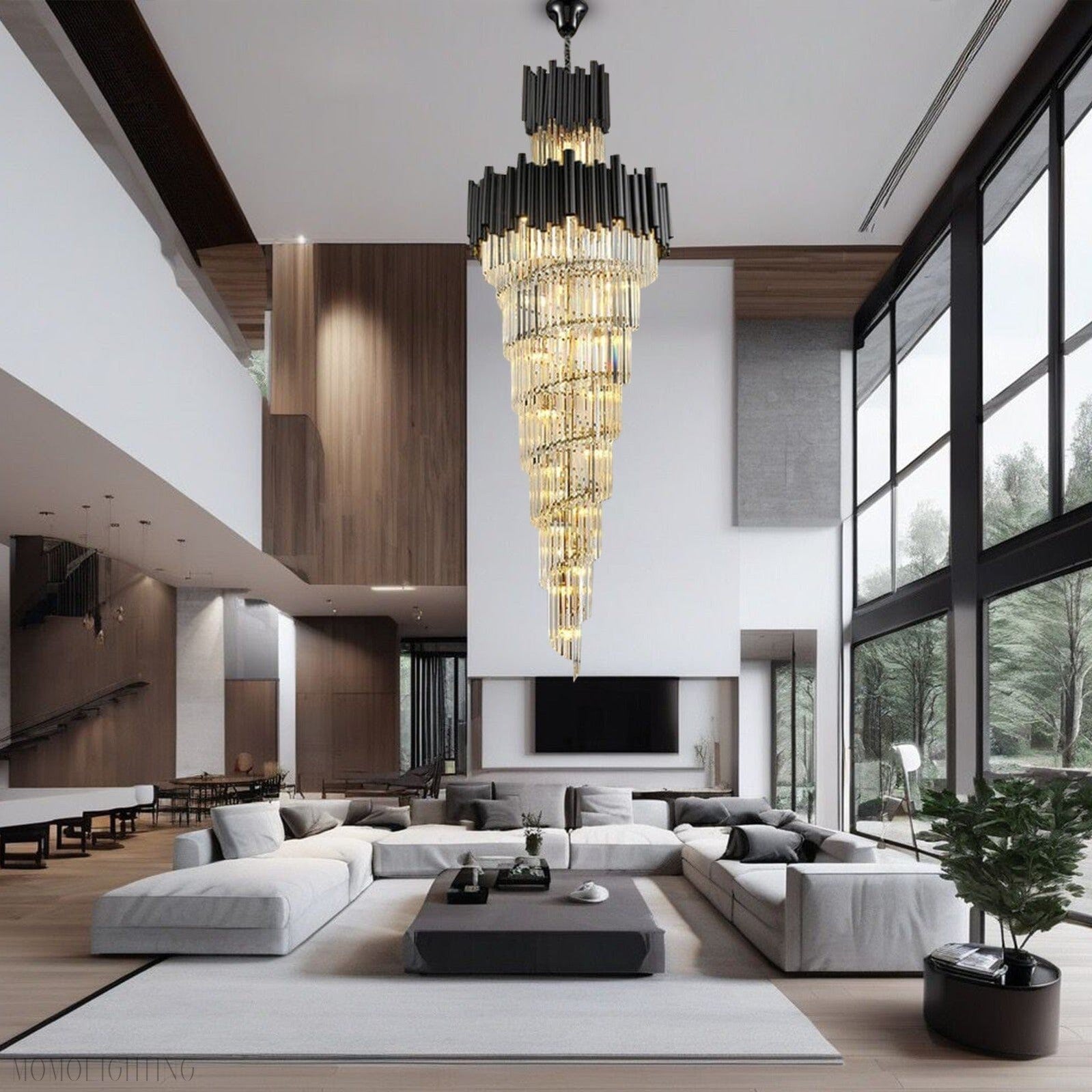 New York Foyer & Staircase Black Chandelier-Nobipets