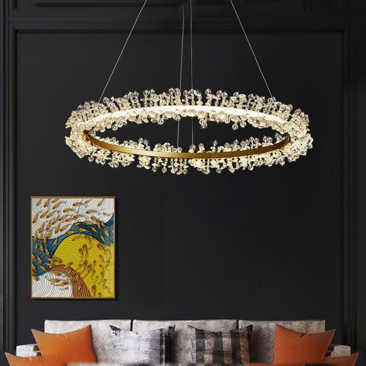 Nolan Halo Crystal Chandelier-Nobipets