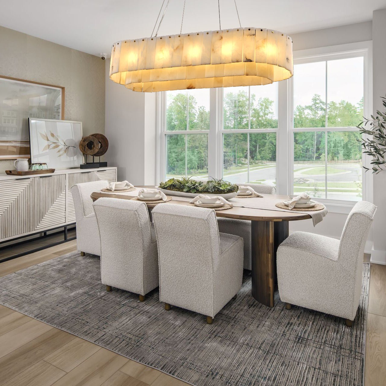 Nonzerad Rectangle Alabaster Dining Room Chandeliers