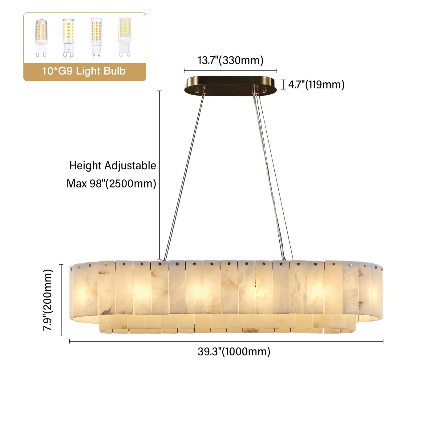 Nonzerad Rectangle Alabaster Dining Room Chandeliers
