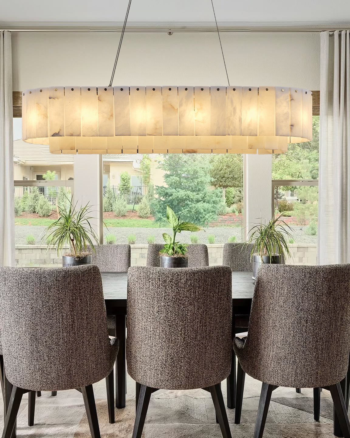 Nonzerad Rectangle Alabaster Dining Room Chandeliers