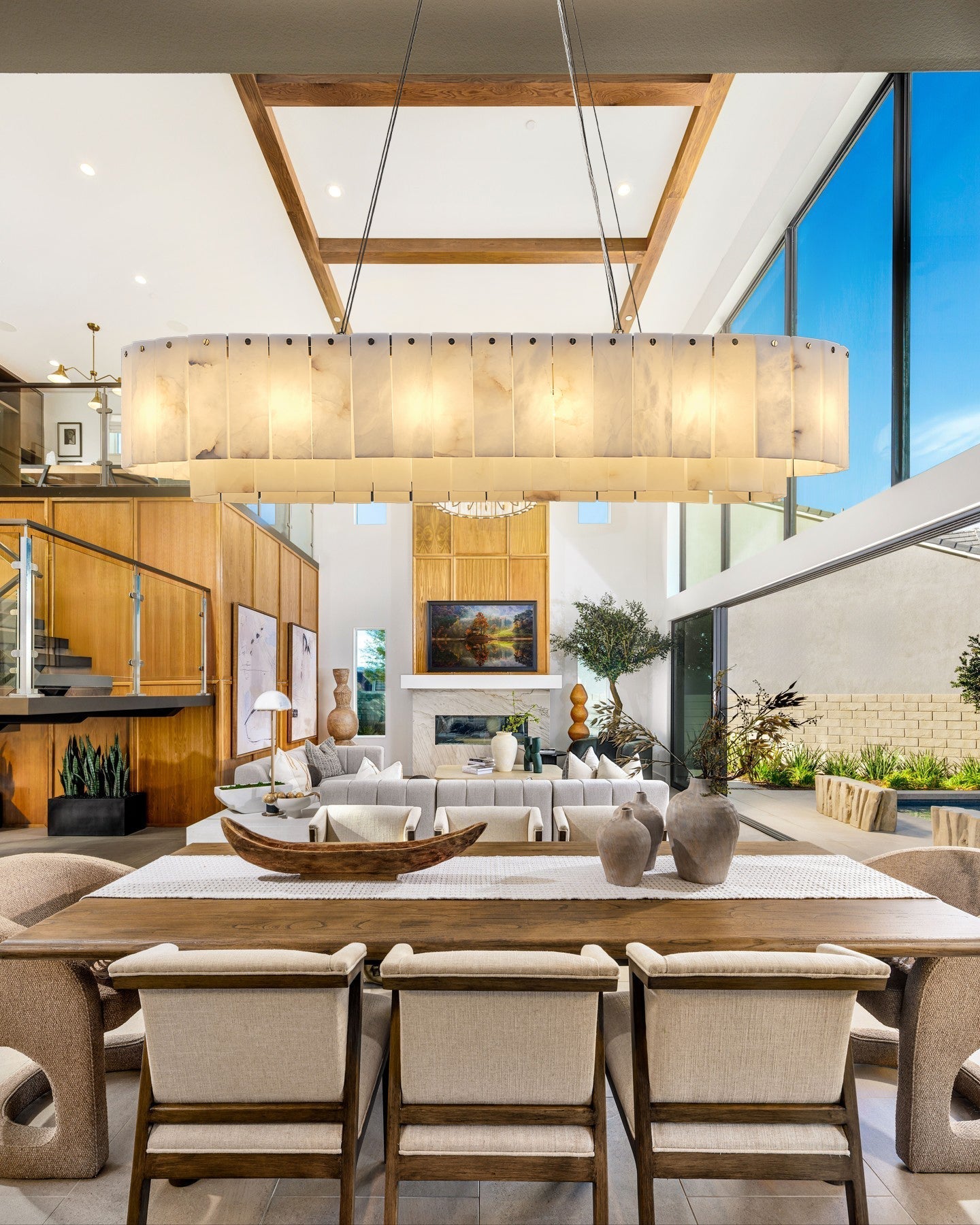 Nonzerad Rectangle Alabaster Dining Room Chandeliers