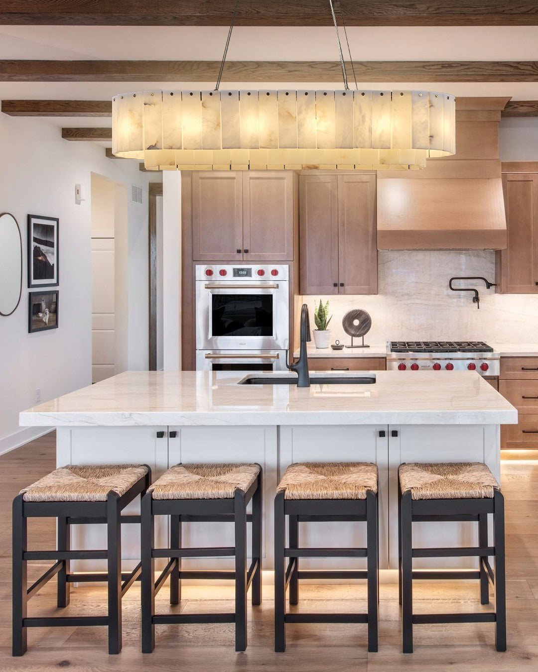 Nonzerad Rectangle Alabaster Dining Room Chandeliers