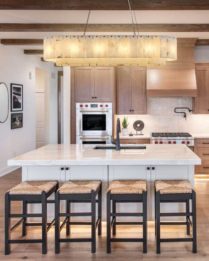 Nonzerad Rectangle Alabaster Dining Room Chandeliers
