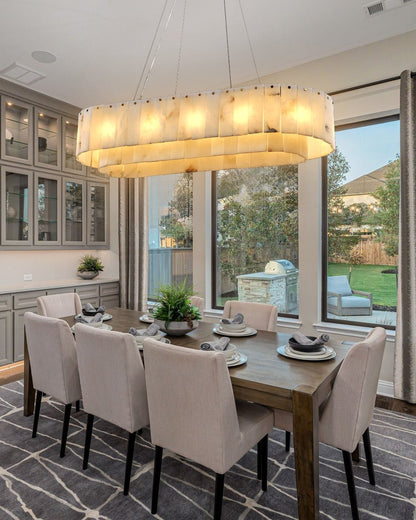 Nonzerad Rectangle Alabaster Dining Room Chandeliers