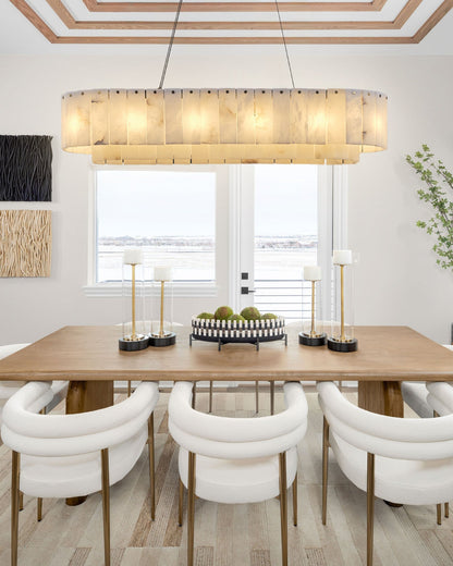 Nonzerad Rectangle Alabaster Dining Room Chandeliers