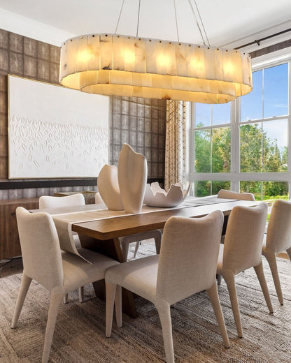 Nonzerad Rectangle Alabaster Dining Room Chandeliers