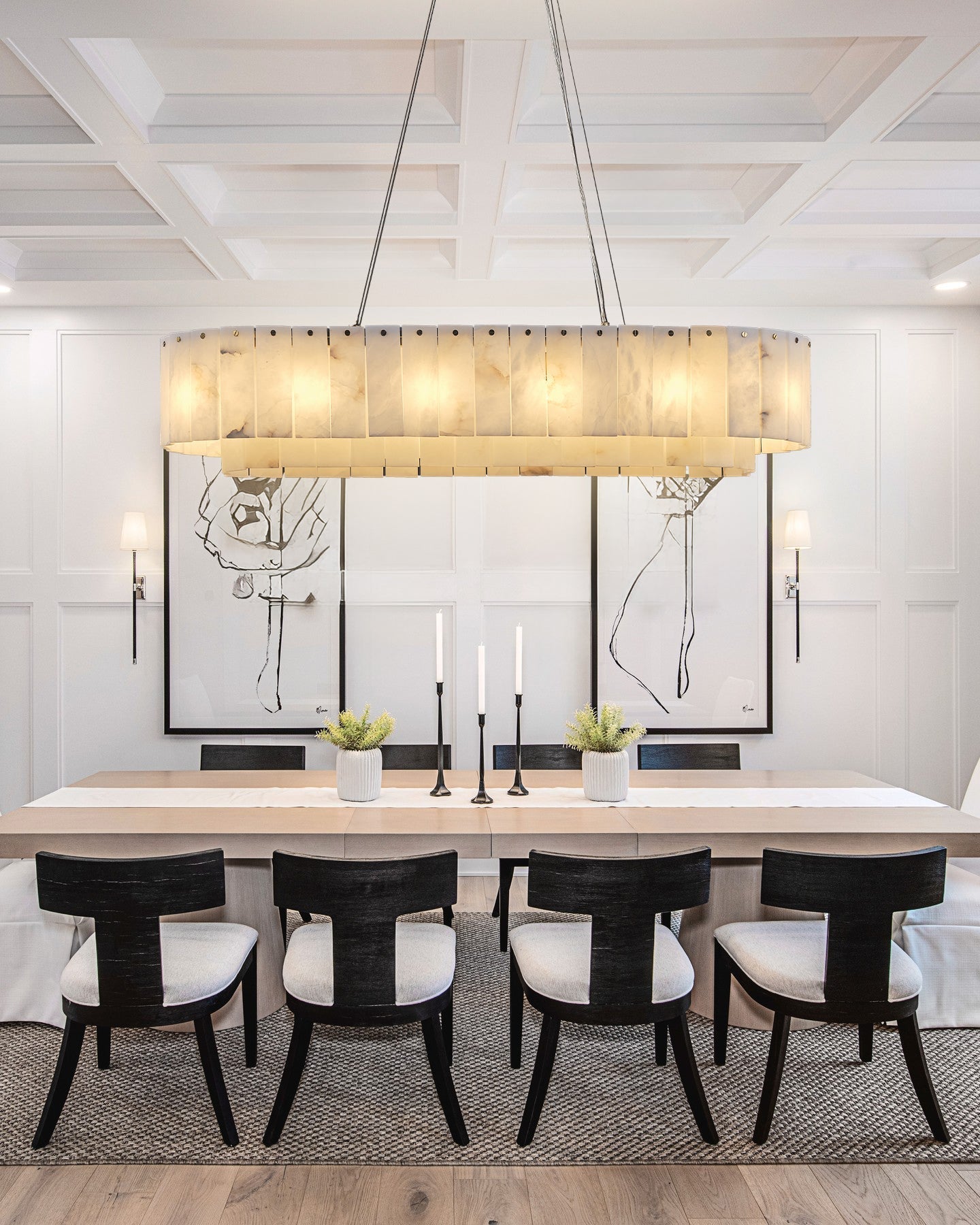 Nonzerad Rectangle Alabaster Dining Room Chandeliers