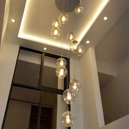 Nordic Designer Long Spiral Glass Chandelier Modern Light Luxury Decorative Light Fixture For Staircase/Hallway-Nobipets