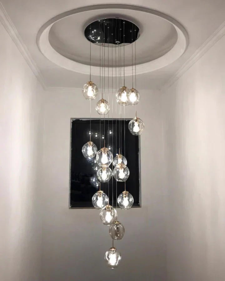 Nordic Designer Long Spiral Glass Chandelier Modern Light Luxury Decorative Light Fixture For Staircase/Hallway-Nobipets