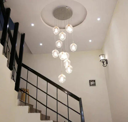 Nordic Designer Long Spiral Glass Chandelier Modern Light Luxury Decorative Light Fixture For Staircase/Hallway-Nobipets