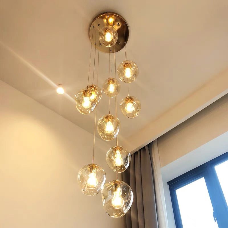 Nordic Designer Long Spiral Glass Chandelier Modern Light Luxury Decorative Light Fixture For Staircase/Hallway-Nobipets