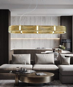 Nordic Light Luxury Chrome/Gold 0-shaped Chandelier for Living/Dining Room-Nobipets