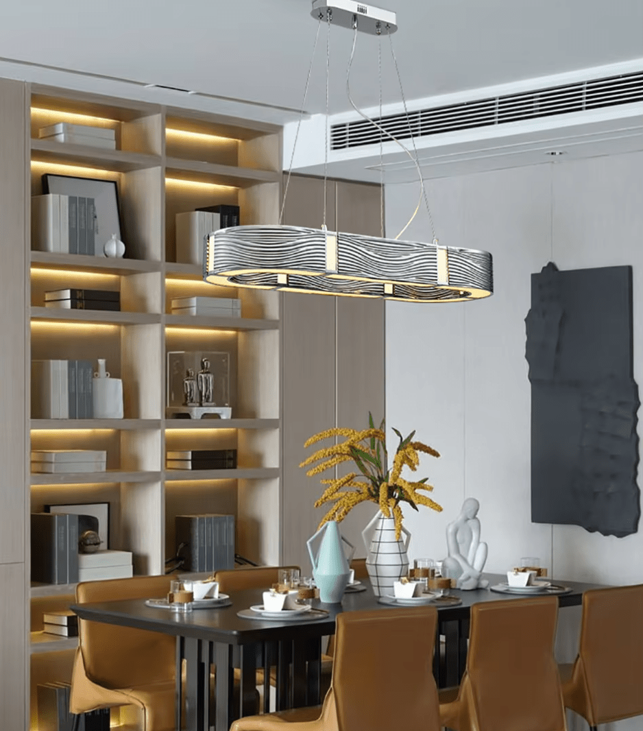 Nordic Light Luxury Chrome/Gold 0-shaped Chandelier for Living/Dining Room-Nobipets
