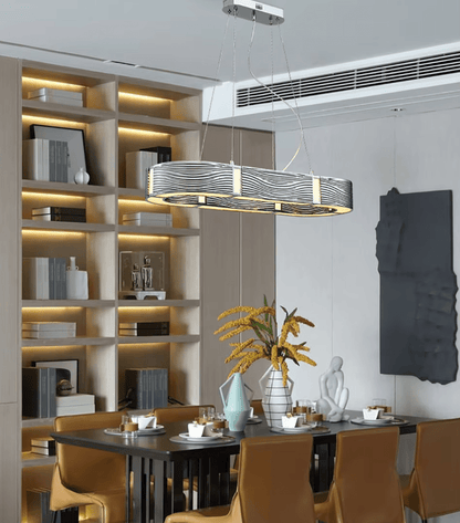 Nordic Light Luxury Chrome/Gold 0-shaped Chandelier for Living/Dining Room-Nobipets