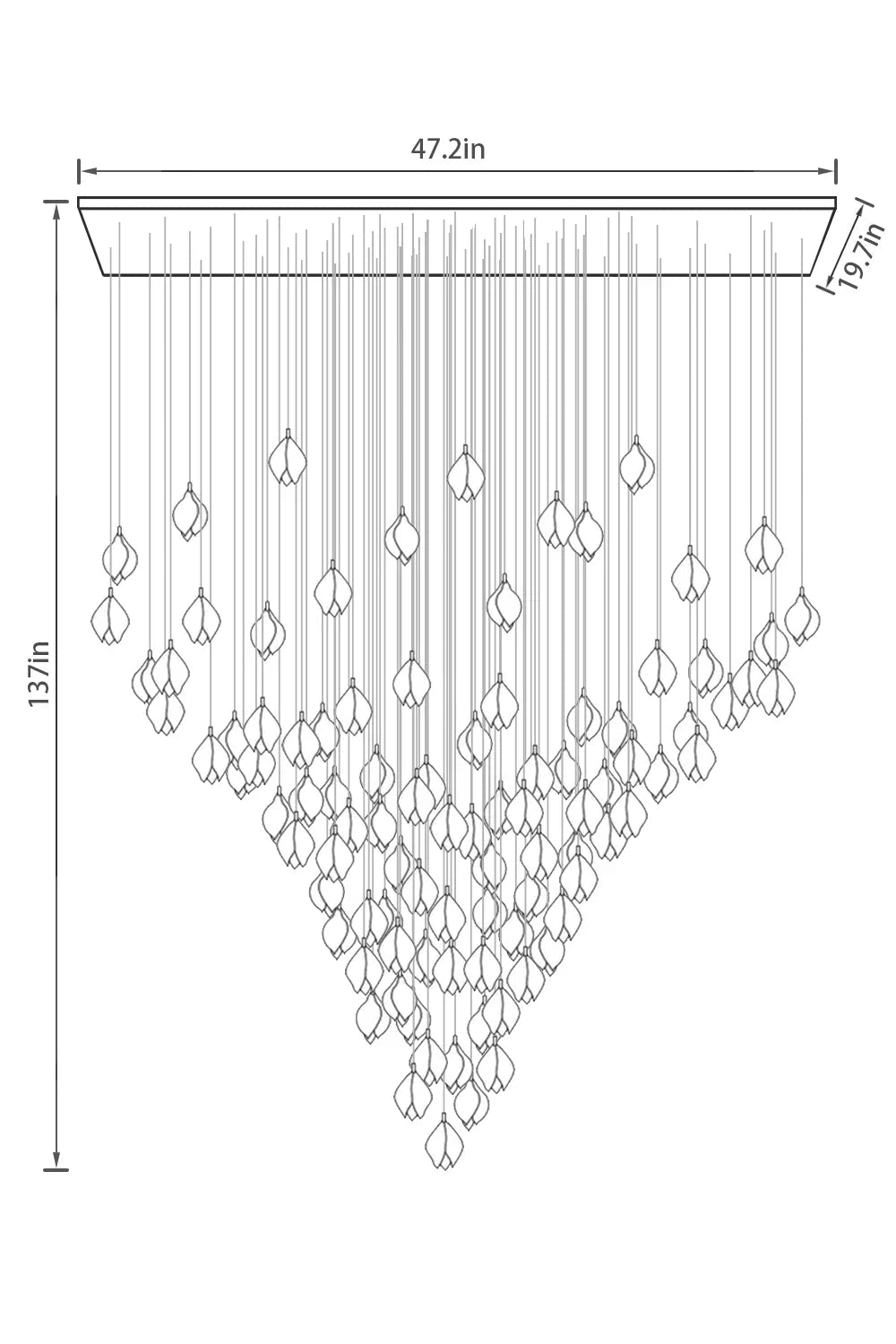 Nordic Magnolia Flower Ceramics Chandelier with Rectangular Canopy-Nobipets