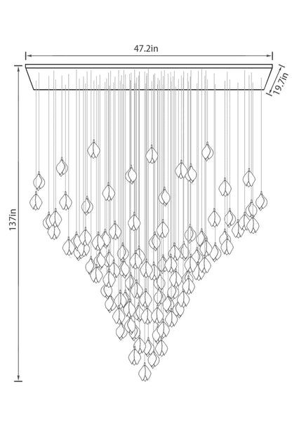 Nordic Magnolia Flower Ceramics Chandelier with Rectangular Canopy-Nobipets