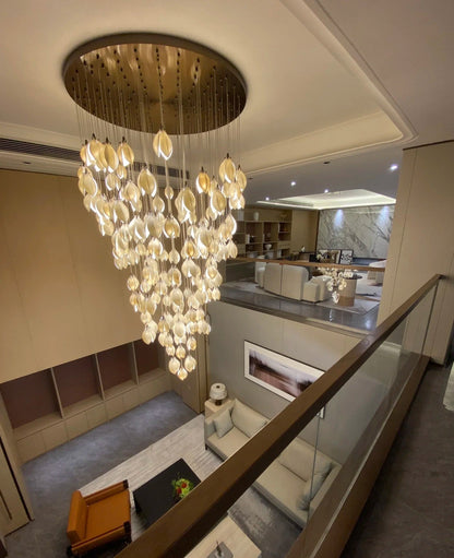 Nordic Magnolia Flower Ceramics Chandelier with Round Canopy-Nobipets