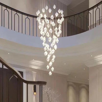 Nordic Magnolia Flower Ceramics Chandelier with Round Canopy-Nobipets