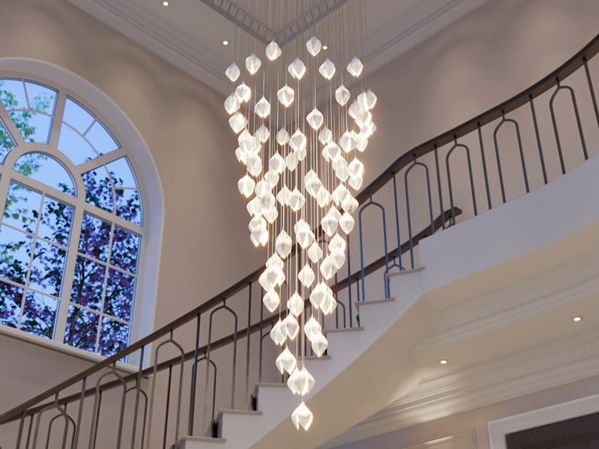 Nordic Magnolia Flower Ceramics Chandelier with Round Canopy-Nobipets